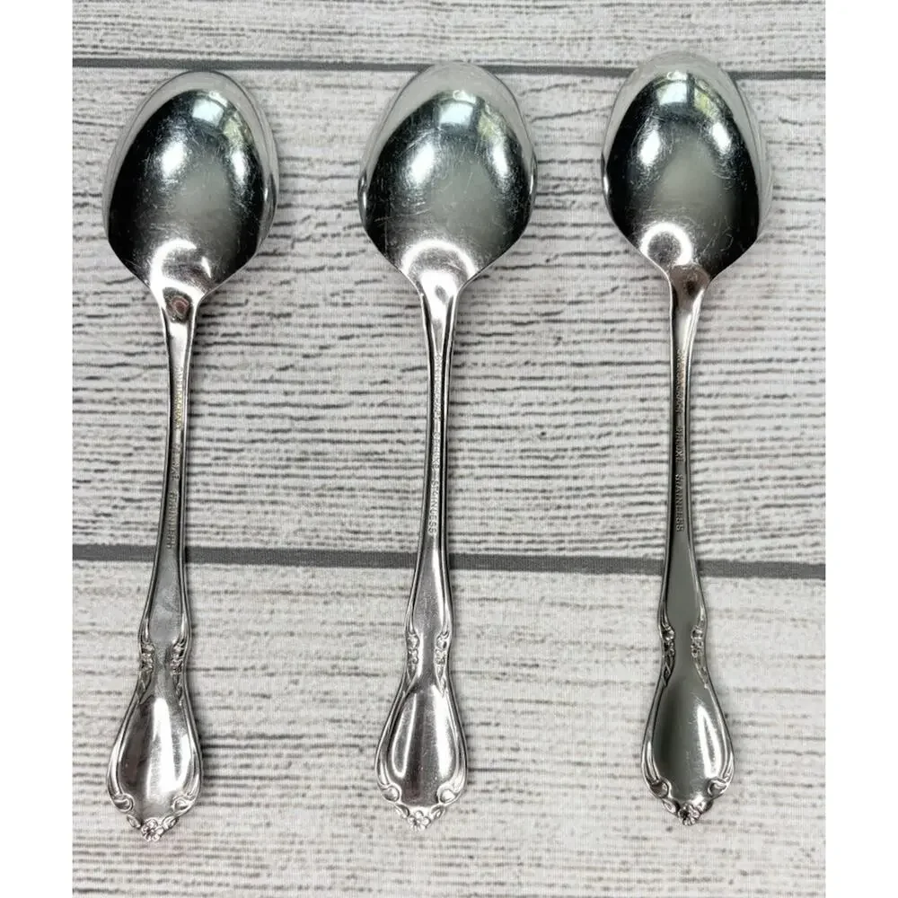 Oneida Deluxe Chateau Stainless Steel Soup Spoons Set Of 3